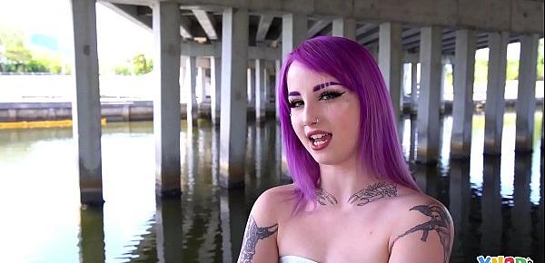  YNGR - Hot Inked Purple Hair Punk Teen Gets Banged